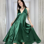 Suknia Bella EMERALD LUX (100% silk) - obrazek 3