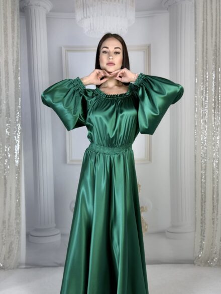 Dress Margarita LUX EMERALD (100% silk)